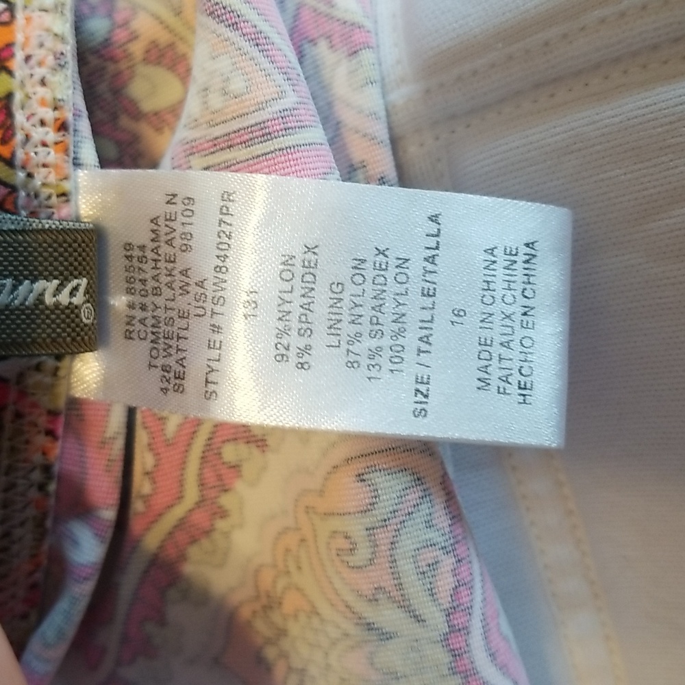 Tommy Bahama Womens One Piece Swimsuit Colorful Orange Green Printed Size 16 - Picture 11 of 12